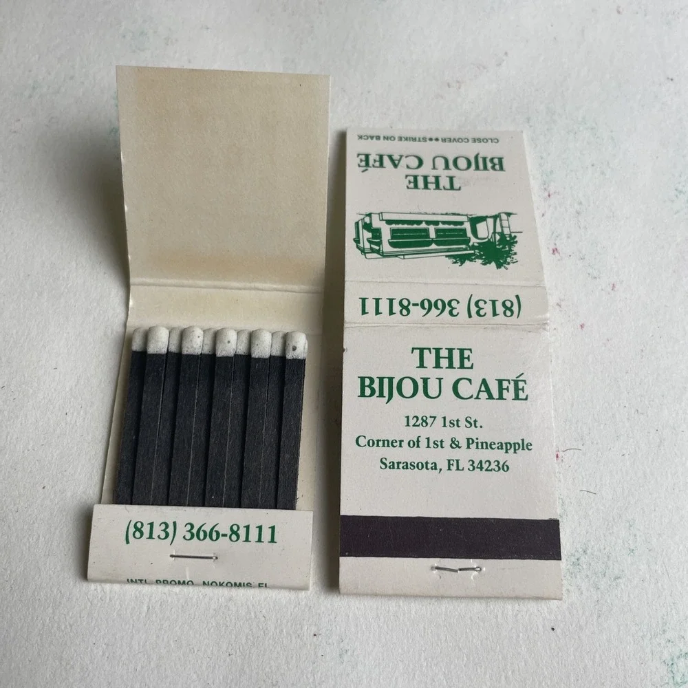 Vintage Matchbooks - The Bijou Cafe Sarasota Florida‎ (Set of 2) Collectible
